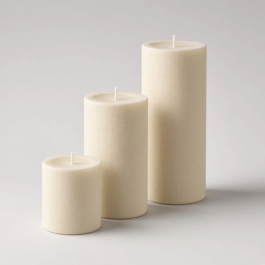Linen Pillar Candle Set